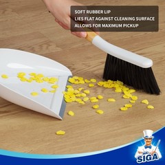 MR.SIGA Dustpan and Brush Set, Portable Cleaning 11.8 x 9.2 x 3.1 inch, White