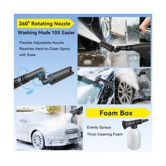 Portable Cordless Pressure Washer with Tank: 1200 PSI Foldable Power Washer R