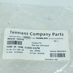 Tennant 1231018 In-Tank Pump 12VDC 3.5LPM