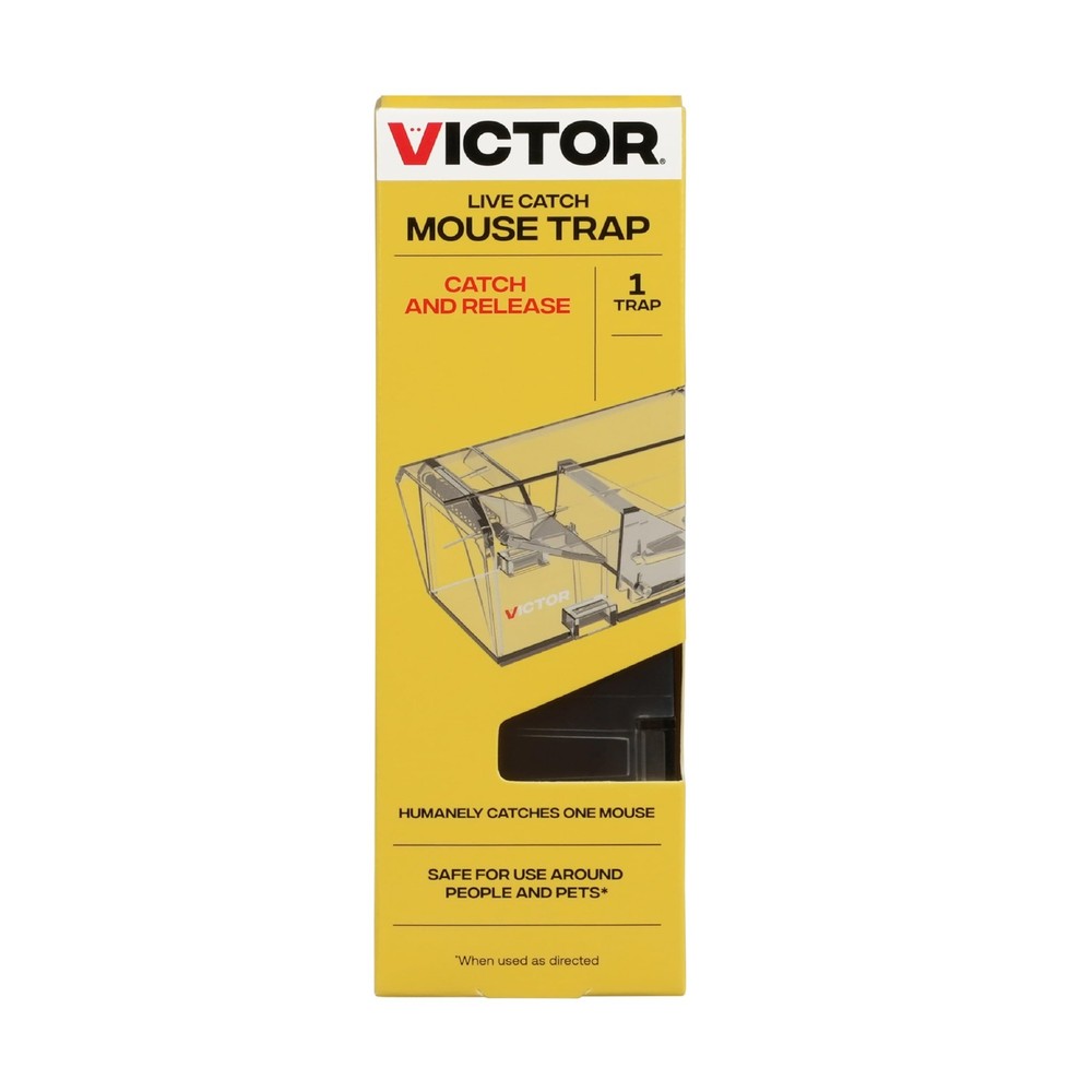 Victor M337 Live Catch Mouse Trap – Humane & Release (Pack of 1), Clear