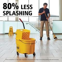 35Qt Mop Bucket & Side Press Wringer Combo on Wheels Heavy Duty Yellow