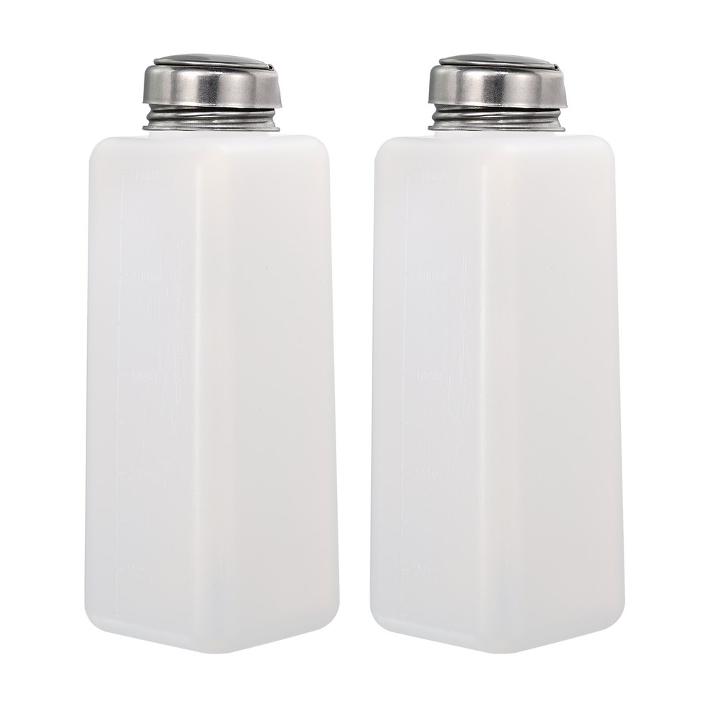 2pcs 17 Oz/500ml Alcohol Push Down Pump Dispenser Bottle Press, White