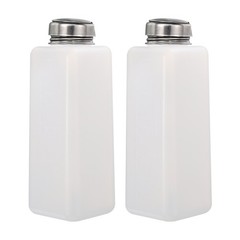 2pcs 17 Oz/500ml Alcohol Push Down Pump Dispenser Bottle Press, White