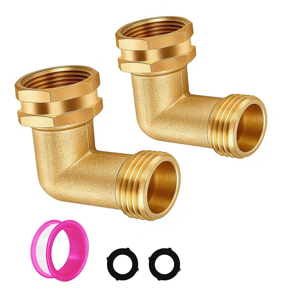 Garden Hose Elbow Connector 90 Degree Brass 3/4 inches, Golden
