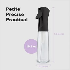 2 Pack Spray Bottles for Hair – Continuous Water Mister 10.1 oz, Ebony