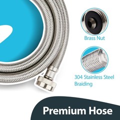 (2 Pack) Seelink 6FT Washing Machine Hose, Stainless Steel Washer Hose for Ho…