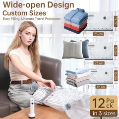 Travel Vacuum Bags for Clothing with Rechargeable Electric Pump – Portable Space
