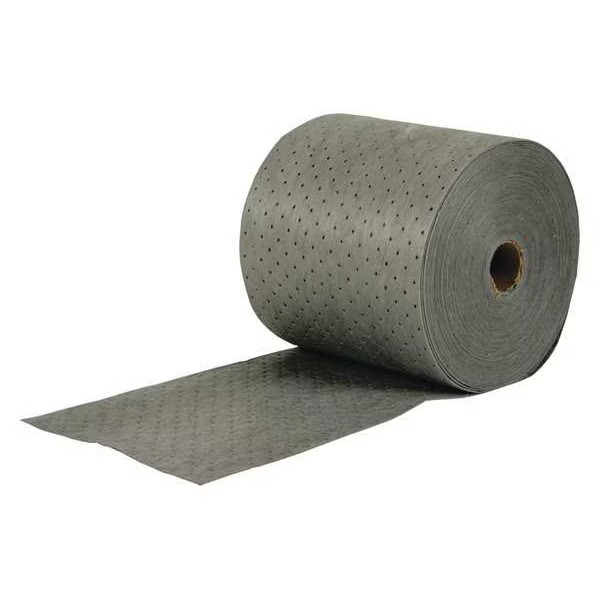 Brady Sorbent Roll, 24 gal, 15 in x 150 ft, , Gray, Polypropylene MRO15-DP Brady