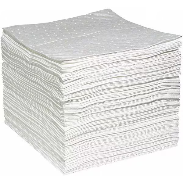 Absorbent Pad, 15 in W x 19 in L, Absorbs 26.3 gal. per Pkg, Oil, White, Poly