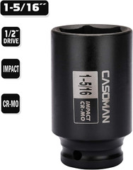CASOMAN 6-Point 1/2-Inch Drive Deep Impact Socket- 1-5/16 (SAE), CR-MO, 1/2-inch