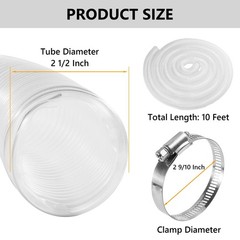 2-1/2″ x 10 ft Clear PVC Dust Collection 2.5 Inch × 10 Feet, transparent