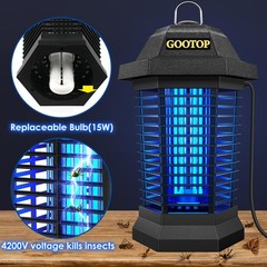 GOOTOP Bug Zapper Outdoor, Mosquito Zapper, 3 Prong Plug in Large, BLACK