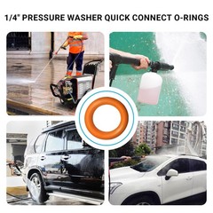100-Pack 1/4″ Pressure Washer O-Rings for Quick Coupler Compatible Orange