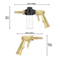 High Pressure Garden Hose Nozzle with Soap Dispenser, Adjustable Foam Gold