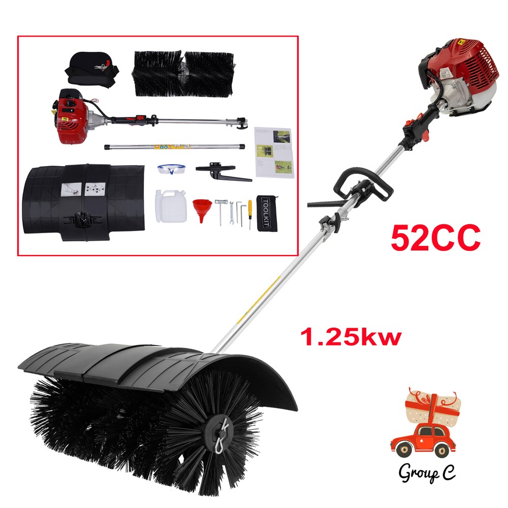 Gas Power 52CC Handheld Sweeper Broom Driveway Turf Artificial Grass Snow Clean
