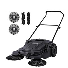 Floor Sweeper Walk Behind Hand Push 25.6 Inch Width 5 Gal Waste Container New