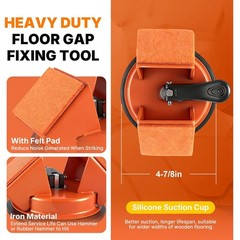 Floor Gap Fixer Tool Kit with Rubber Mallet & 10 Reusable Sticky Pads& orange