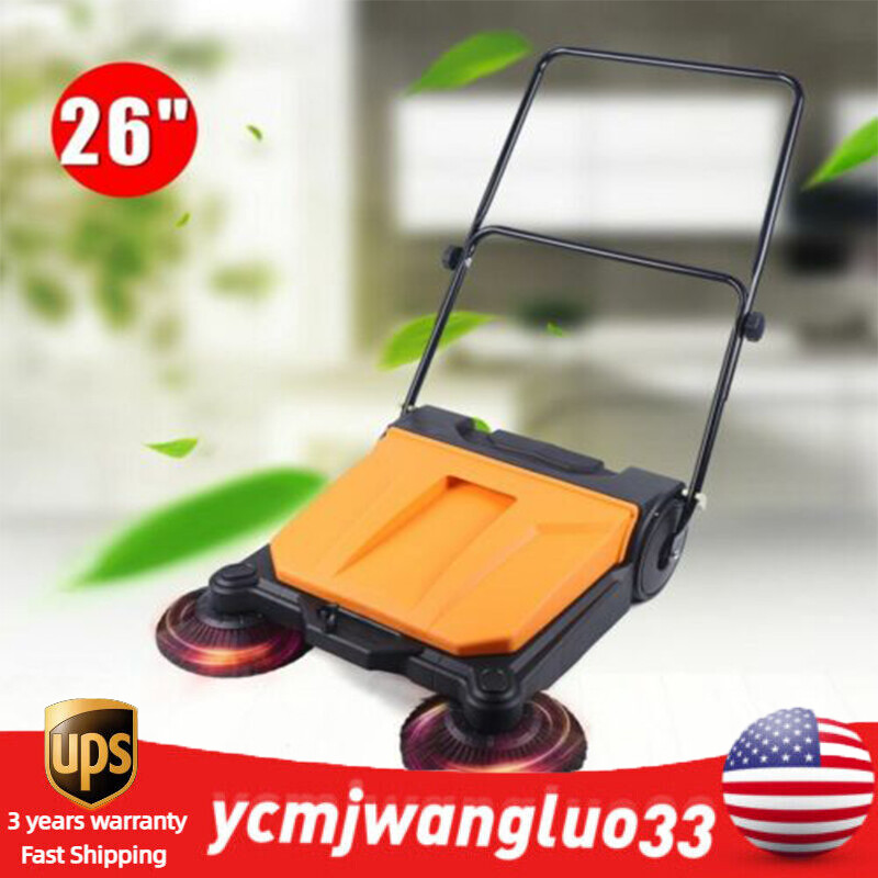 26″ Industrial Floor Twin Sweeper,Dual Side Brooms,Walk-Behind Outdoor & Indoor
