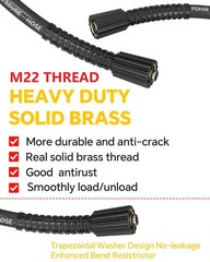 POHIR 50ft Pressure Washer Hose with M22 to 3/8” Quick Connect Set, 1/4 inch…