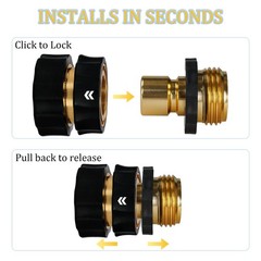 3/4 Inch Garden Hose Quick Connect, Aluminum 4pack, Brass, Black