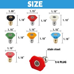 Hourleey Pressure Washer Tips, 7 Nozzle Multicolored