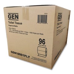 GEN 10001PLY 1000 SHT/RL, 96 RL/ CT 1-Ply Bath Tissue – WHT New