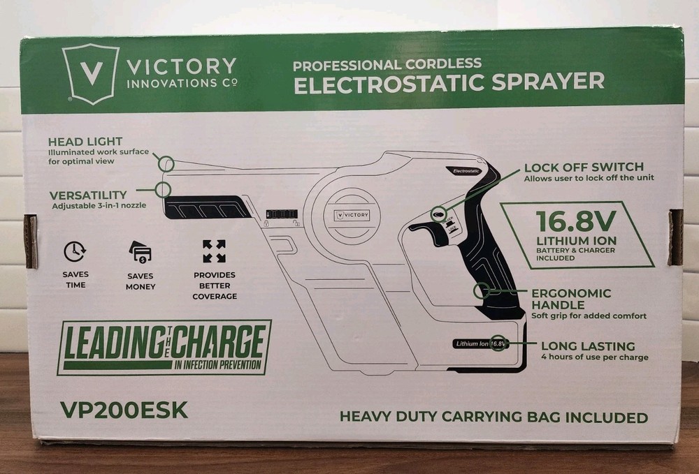 Victory Innovations VP200ESK Cordless Electrostatic Sprayer Kit Handheld NEW