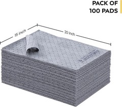 Spill Ready Universal Absorbent Pads 15″ x 20″ (100 Pack) – Absorb upto 28 Gal.