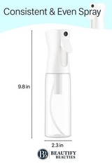 BeautifyBeauties Spray Bottle For Hair – Continuous Mister 10.1 Ounces, Clear