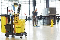 35Qt Mop Bucket & Side Press Wringer Combo on Wheels Heavy Duty Yellow