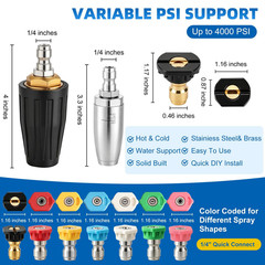 Dekeliy Pressure Washer Nozzles, 2 Pack 4000 PSI 360° Rotating Multicolor