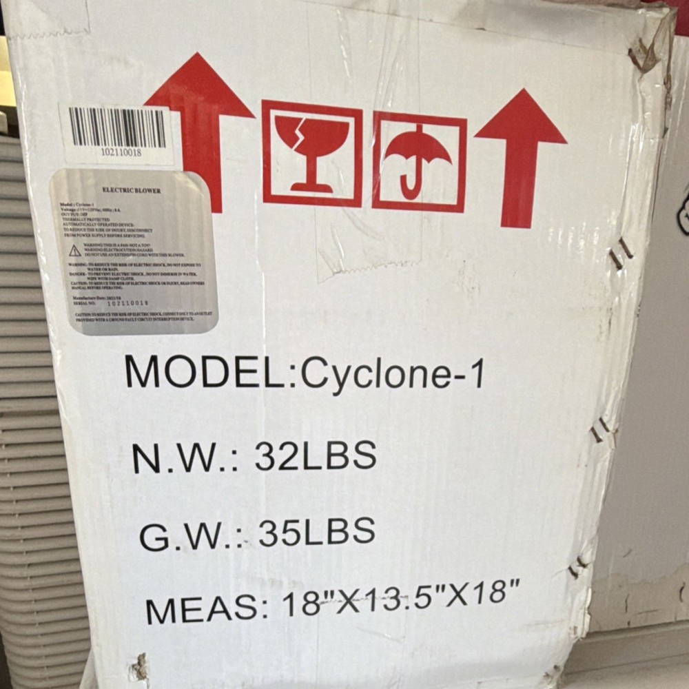Cyclone Blowers Cyclone-1 Electric Blower 115V 1HP 32lbs MPN 102110018
