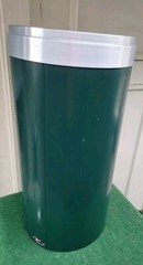 Glaro 23 GALLON Round Steel Recycling Bin, GREEN/GREY. PRE-OWNED $649 RETAIL