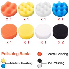 SIQUK 16 Pieces 3 Inch Buffing Pads 3 Inch, Orange,Yellow,White,Blue,Black