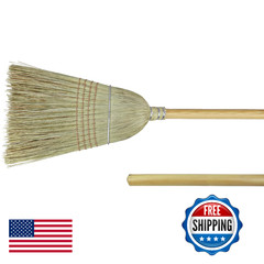 Weiler 44008 Corn Fiber Heavy-Duty Wire Banded Warehouse Broom Wood Handle
