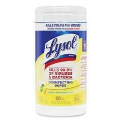 LYSOL Brand 77182EA 1-Ply Disinfecting Wipes – Lemon and Lime (80/Canister) New