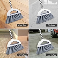 Angle Broom for Hardwood Floors – Soft Bristled Kitchen Broom, Off White