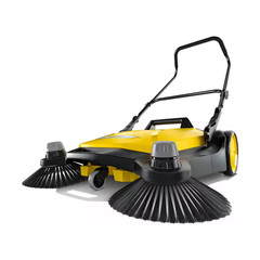 S 6 Twin Outdoor Hand Push Walk-Behind Floor Sweeper – 10 Gal. Capacity