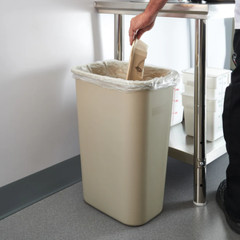 Janitorial Rectangular Waste Baskets Beige 41 Quart 15 1/4Wx11Dx19 5/8H Inch