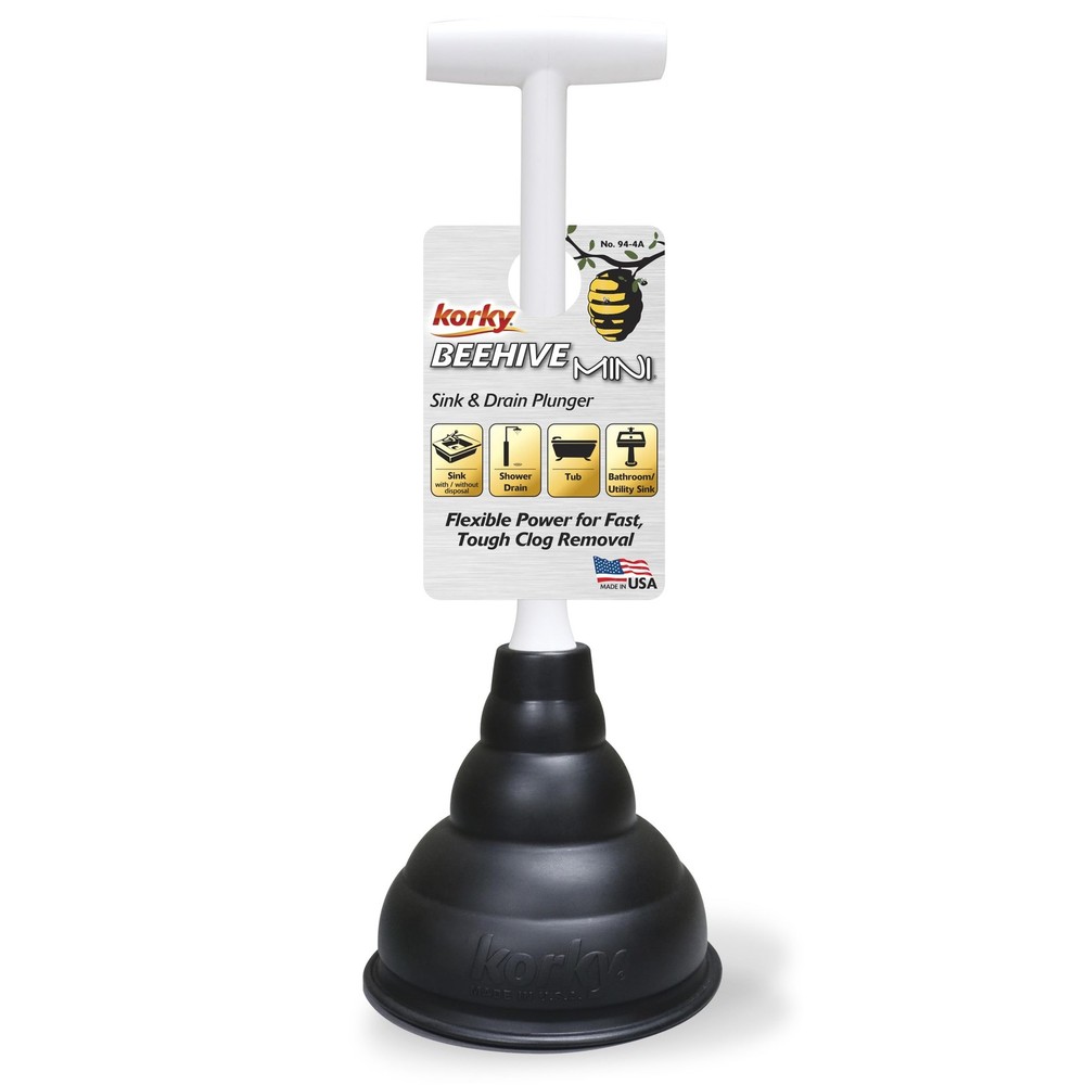 Korky Beehive Mini Sink and Drain Plunger – Works for No Size, Black