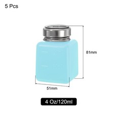 5pcs 4 Oz/120ml Alcohol Push Down Pump Dispenser Bottle Press, Blue