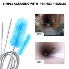 Bozenu Flexible Drain Brush, 66 Inch Long Double Ended Hose Pipe and 58 Blue