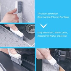 Lumkew Grout Brush Cleaning,Hard Bristle Cleaner for Tile 4 pcs, Black