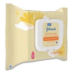 Johnson & Johnson Wipes, 1-Ply, Nonwoven Fiber, 7.3×7.5, Unscented, 25 Wipes/PK
