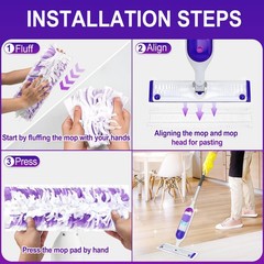 40 Pack Disposable Power Mop Pads for Swiffer 40PC, Purple