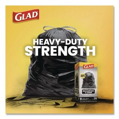 Glad 78966 30″ x 33″ Three-Ply Large Drawstring Trash Bags – Black (168/CT) New