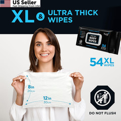 Adult Body Wipes – XL No-Rinse shower, Washcloths, 54 Count (Pack of 1)