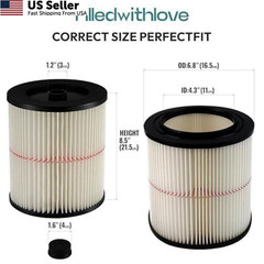 17816 9-17816 Red Stripe Vacuum Cartridge Filter 17816-1 Pack, White