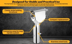 Garne Mop Handle Clip Stainl Steel Steel Clip on Dust Mop Handle: