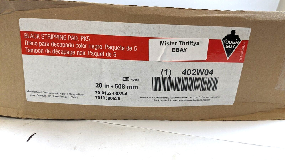 Tough Guy 402W04 Stripping Pad, Black, Size 20″,Round,Pk5